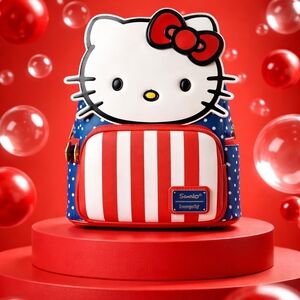 Hello Kitty Patriotic Loungefly Mini Backpack - Red White Blue Delight